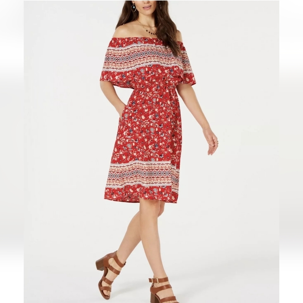 Style & Co Rust Off The Shoulder Dress XS